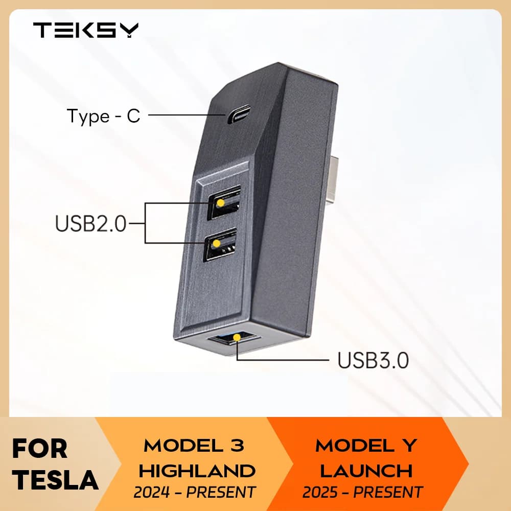 Glovebox USB Hub For Tesla Model Y Launch 2025 Model 3 Highland 2024 Type-C Port Digital Display Splitter Docking Station