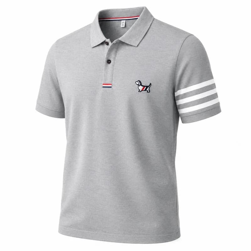 Luxury Brand Men's High Quality Short Sleeves Polo Shirt Lapel Embroidery Puppy Cuff Stripe T-Shirt Business Leisure Men's Wear