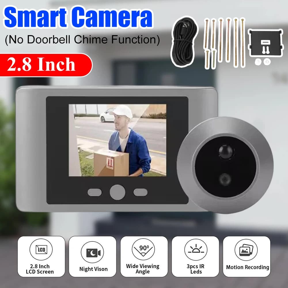 Mini Peephole Smart Wireless Door Viewer Camera PIR Motion Detection Smart Peephole Video Doorbell 2.8 Inch Doorbell Door Camera