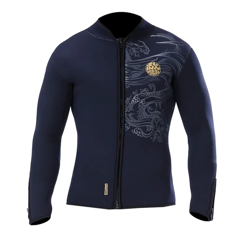 Tute umidificate per uomo donna Muta in neoprene a maniche lunghe da 5 mm TOP Giacca da bagno con cerniera frontale per immersioni surf nuoto kayak