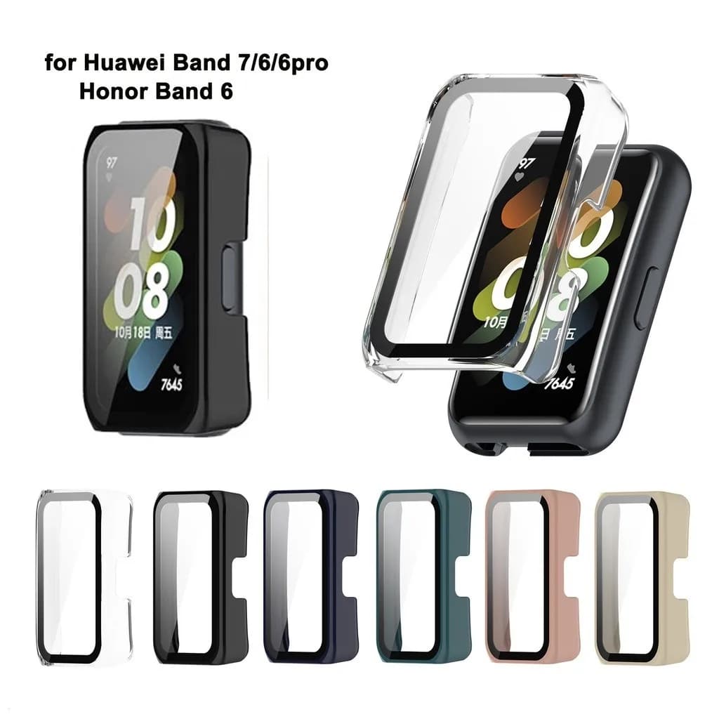 Custodia protettiva per schermo in vetro temperato ultra sottile per PC rigida per Huawei band 7 6 Pro NFC Honor Band 6