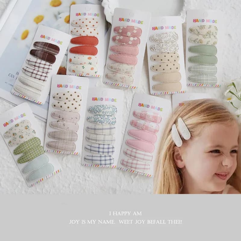 Handmade Snap Clips for Baby Hair Accessories, Children's Cute Head Wear, Lovely trendy Hair Pins, Bows for Girls, 6 per Set