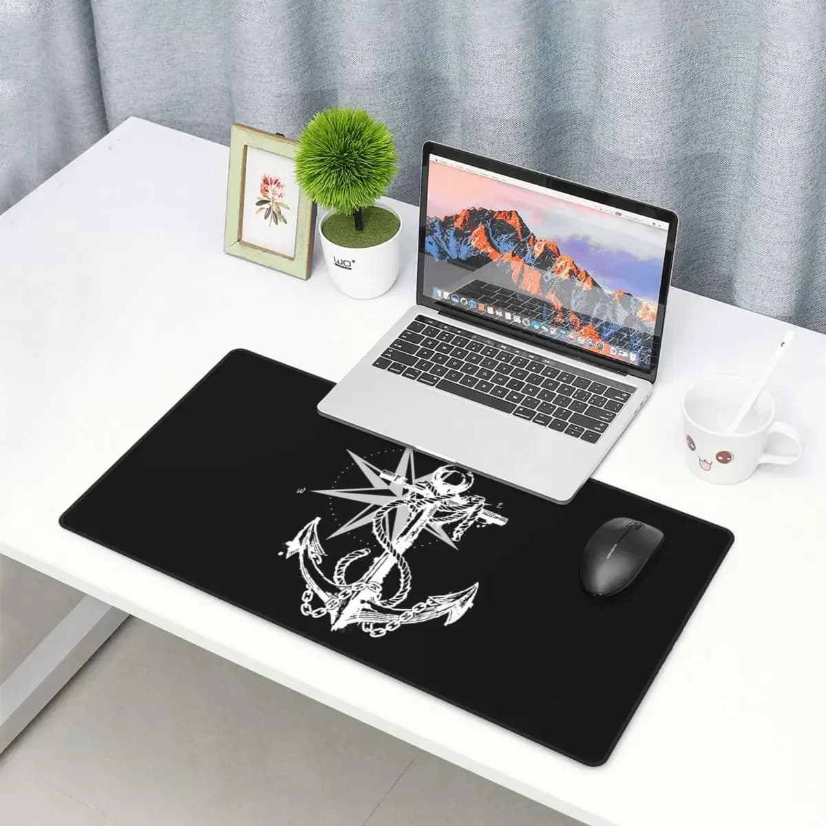 Large Mouse Pad Nautical Compass Captain Anchor Boat Gamer PC Laptop Mats Keyboard Computer Gaming Office Accessories Desk Mat