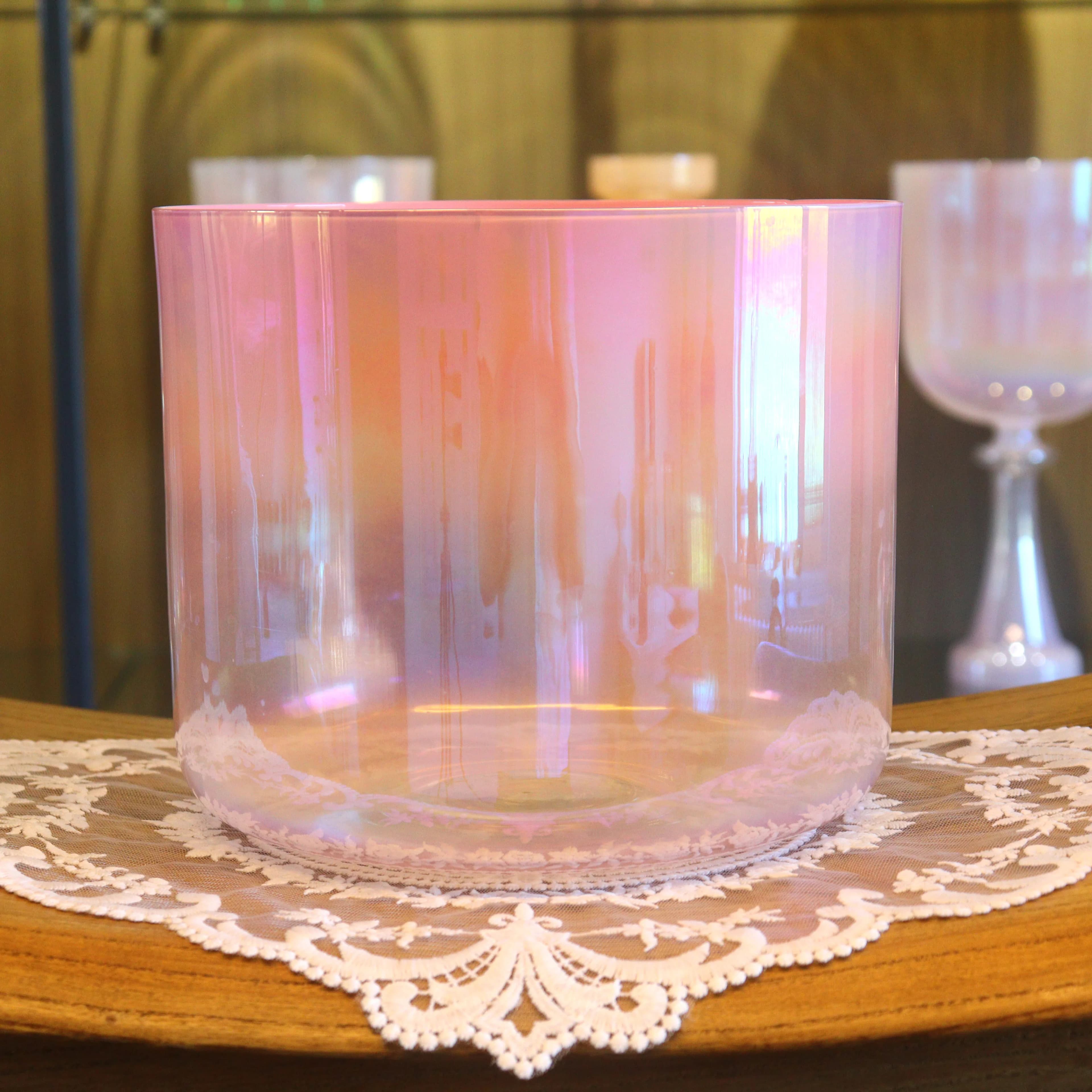 ZHQH Cosmic Pink Quartz Crystal Singing Bowl Sacred Sound Reiki Healing for Meditation And Sound Healing Includes Mallet
