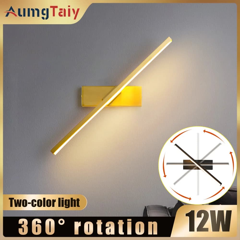 Specchio moderno a LED da 12 W con luci, asta di cristallo, apparecchio di illuminazione per interni, per camera da letto, comodino, corridoio, corridoio nordico applique perete interno applique da parete