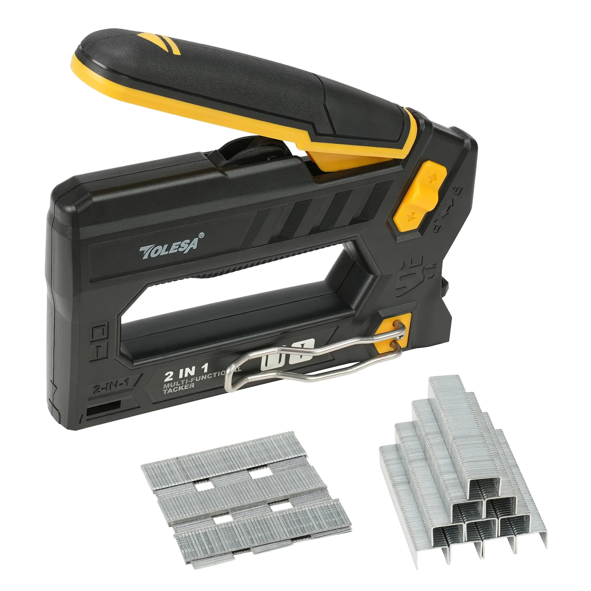 TOLESA Light Duty Staple Gun for Wood, Reverse Squeeze Stapler, Home Use Manual Staplers Upholstery Nail Gun with 2000 Staples