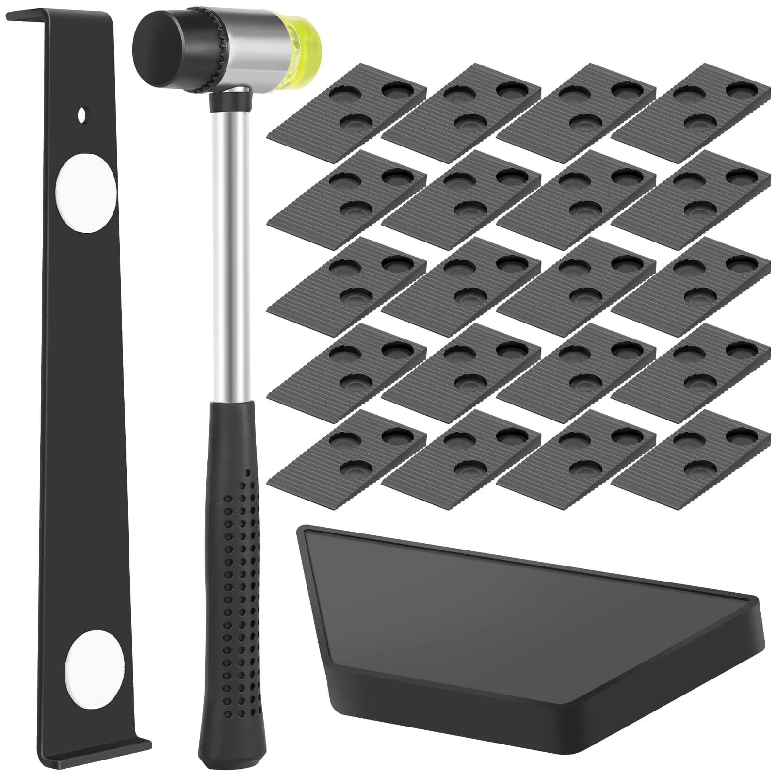 Kit Completo di Attrezzi per Pavimenti in Laminato, Accessori per l'Installazione di Pavimenti in Legno con Barra di Trazione, Distanziatori, Blocco di Battitura e Martello