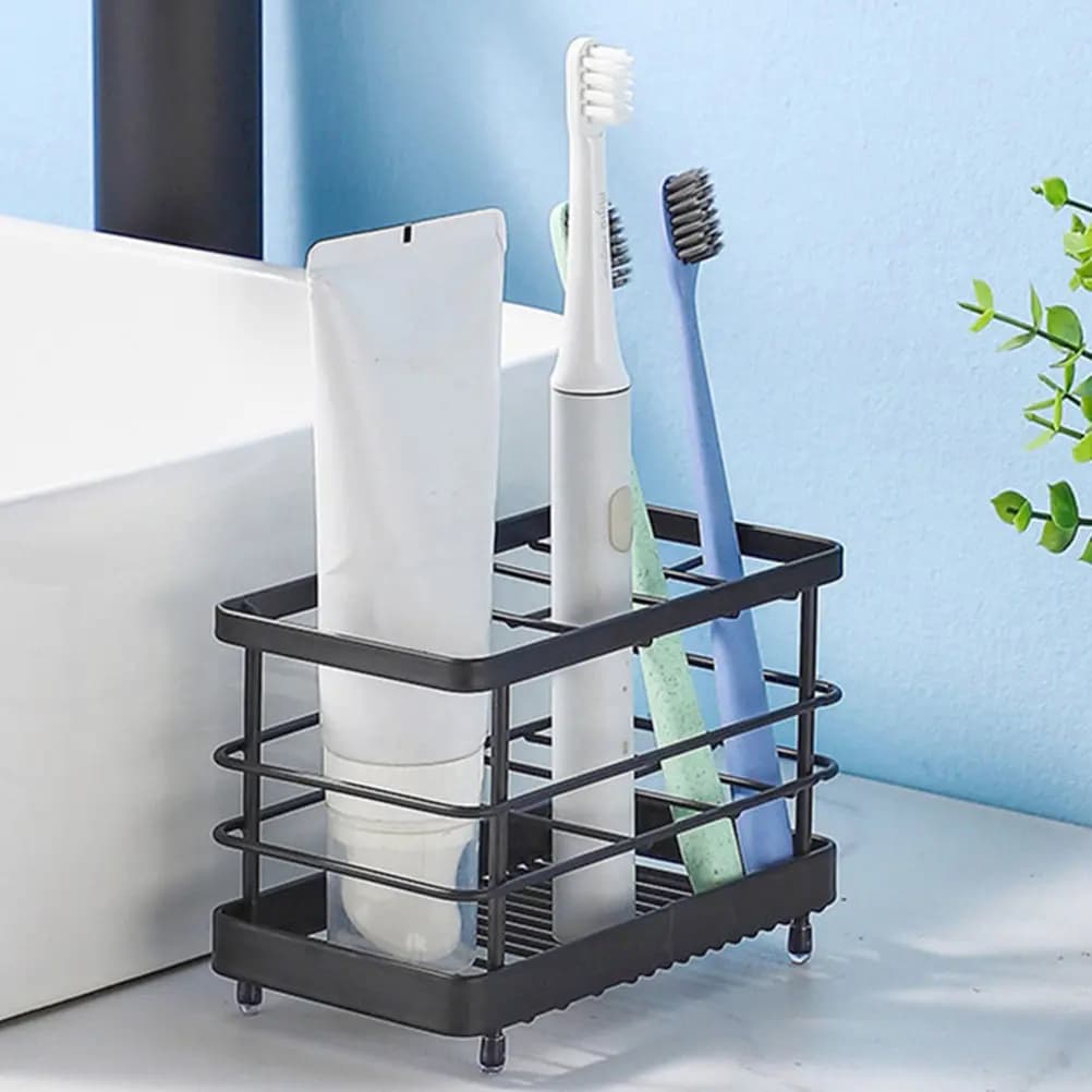 Portaspazzolini da Bagno in Acciaio al Carbonio, Supporto Vuoto per Dentifricio, Organizzatore Multiuso per Casa, Hotel, Cucina