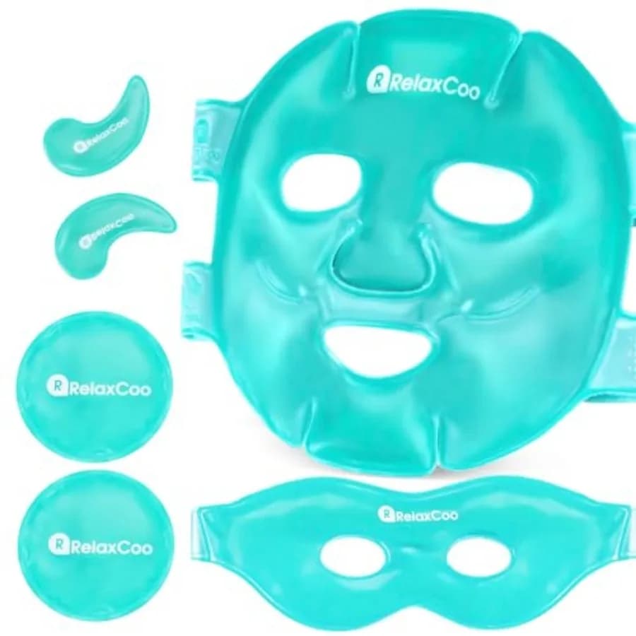 Maschera Viso e Occhi Rinfrescante RelaxCoo per Occhiaie e Gonfiore, Impacco Freddo/Caldo, Maschera Viso in Gel Rinfrescante per Donne