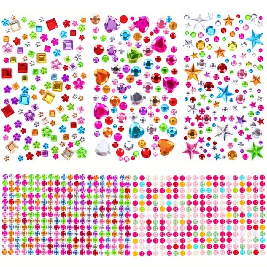 Set Self Adhesive Acrylic material Gem Stickers - Acrylic Rhinestones for Crafts, Small DIY Craft Decorative Diamond Stickers