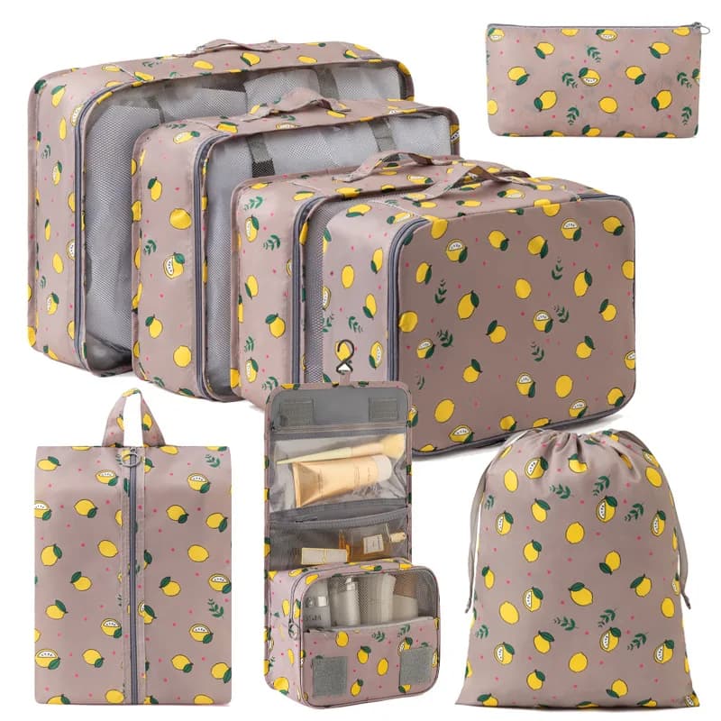 8Pcs Packing Cubes for Travel, Waterproof Luggage Organizer Bags, Large Capacity Clothes Toiletry Storage Set for Suitcase