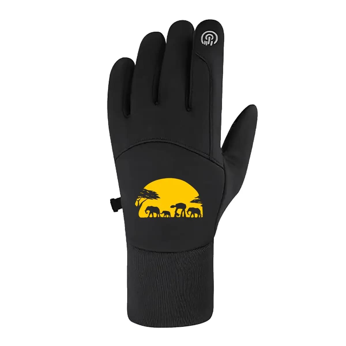 Guanti da ciclismo Art Silhouette di elefante al tramonto africano Motociclista Autunno Inverno caldo