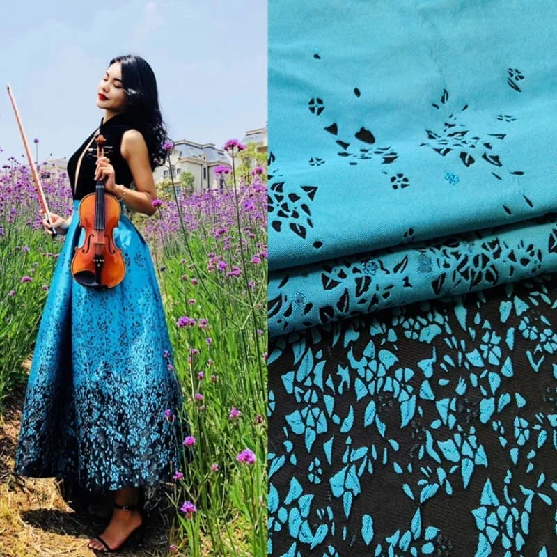Brocade Satin Jacquard Fabric Yarn-dyed Gold Thread Designer Big Swing Puffy Skirt Trench Coat Dress Cloth By The Yard