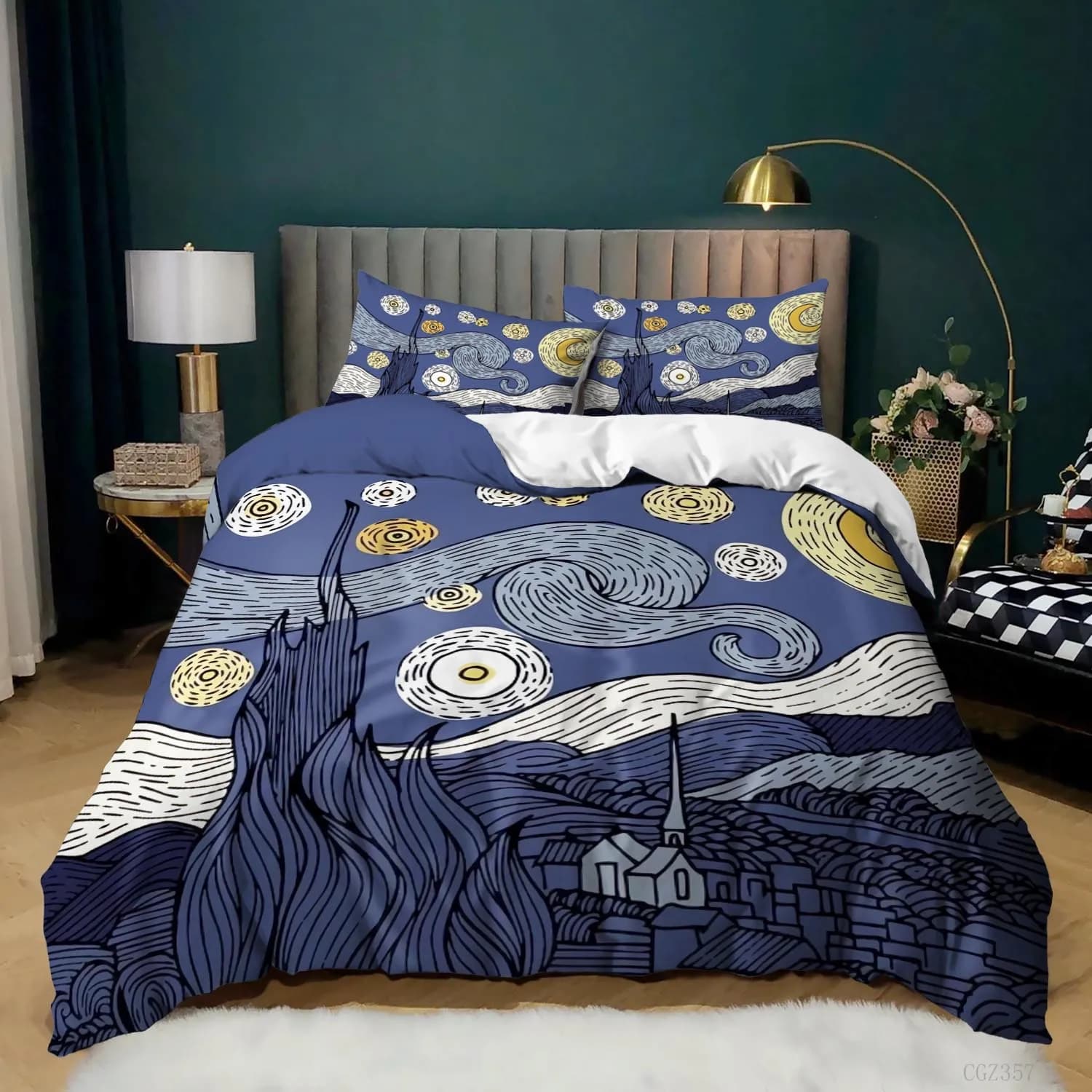 Star ry Night Van Gogh Set copripiumino Queen Size, pittura a olio famoso moderno classico Sky Star Art, Set di biancheria da letto decorativo 3 pezzi