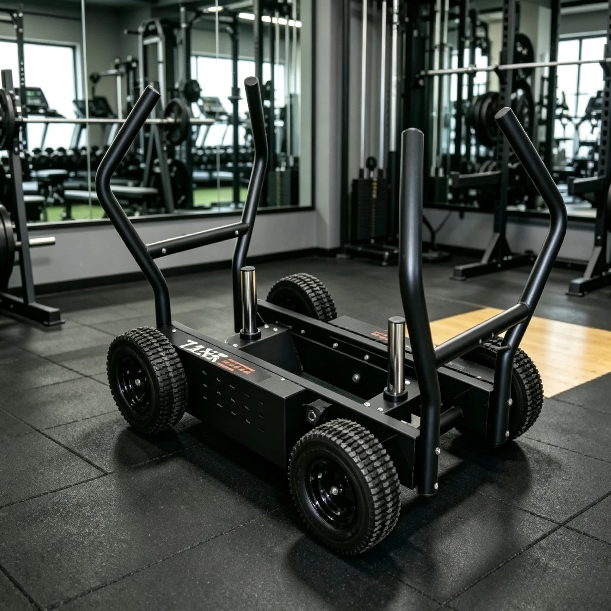 Custom Logo Weight Sled with Wheels Steel Weighted Training Sled Fitness Equipment Weight Plate Loading System for Indoor Gym