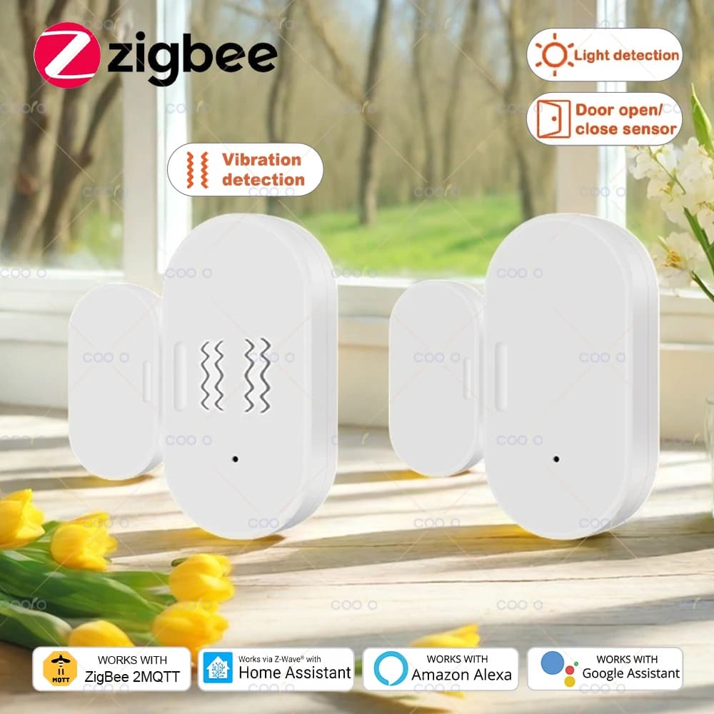 ZigBee 3.0 Rilevatore sensore porta finestra intelligente con rilevamento Lux o vibrazioni Allarme di sicurezza domestica funziona con Z2M in Home Assistant