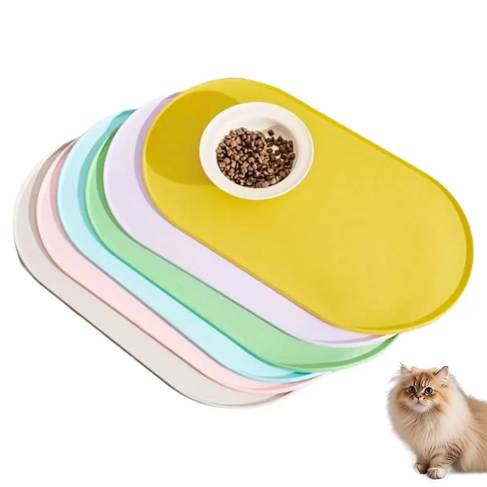 Durable Silicone Pet Food Mat Waterproof Raised Edges Dog Food Mat Easy Clean BPA-Free Pet Placemats Pet Supplies
