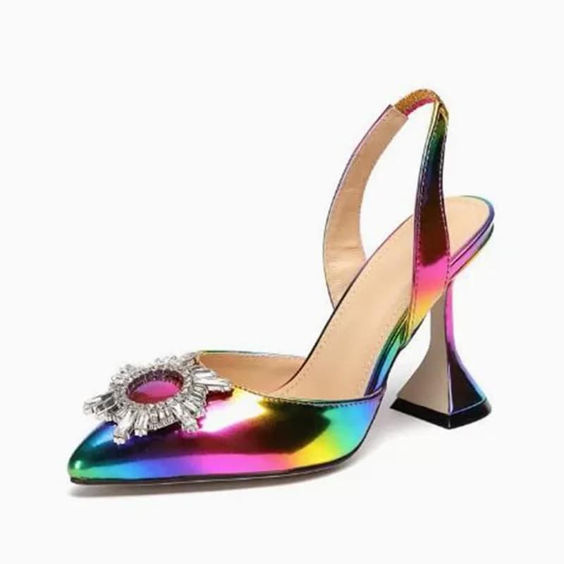 Scarpe estive con tacco alto da donna, moda di lusso, punta a punta, con diamanti e cristalli, scarpe da sposa arcobaleno, scarpe da donna, Zapatos Mujer