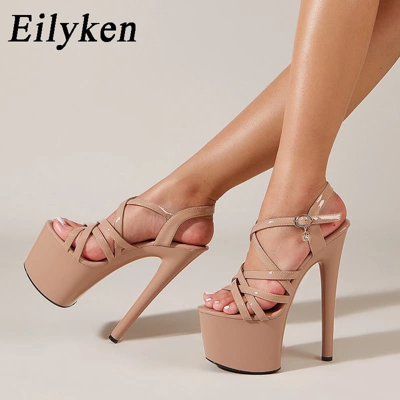 Eilyken Classici High Heels 16 CM Women's Sandals Sexy Buckle Strap Platform Pumps Zapatos Mujer Shoes