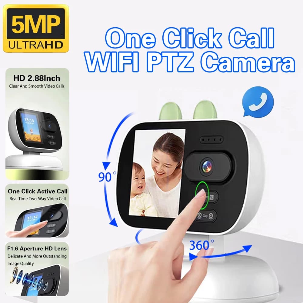 Videochiamata 360 ° Telecamera PTZ Wifi Baby Monitor da interno Monitoraggio automatico Videochiamata con un clic Telecamera di sorveglianza Sicurezza EseeCloud