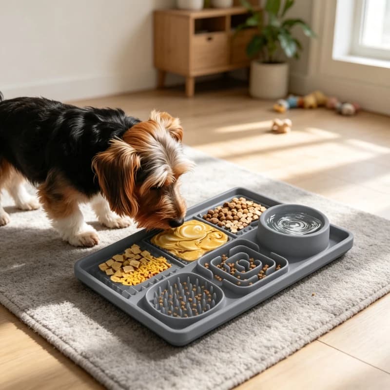 Pet Silicone Lick Mat with Suction Cups Slow Feeding Placemat Dog Cat Treat Pad Bath Grooming Distraction Feeder