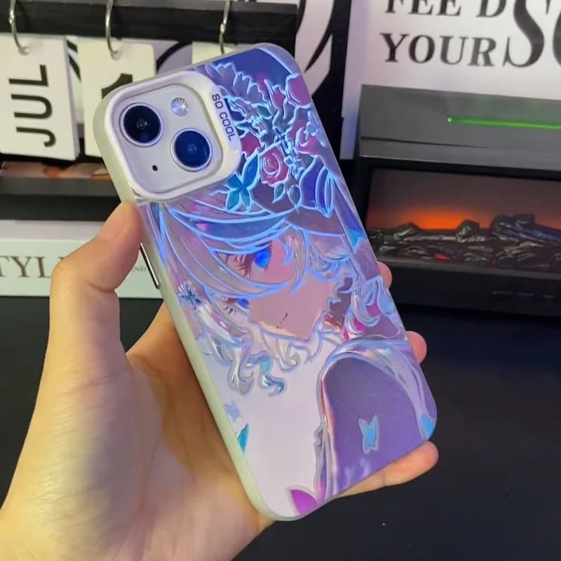 Custodia per telefono Cute Girl Furina Butterfly per iPhone 16 15 14 13 12 11 17 Pro Max Plus Air mini Shiny Genshin Impacts Focalors Cover