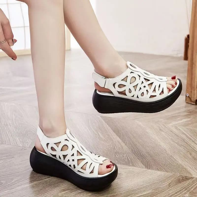 Sandali Donna con Zeppa e Punta Aperta, Nuovi Sandali Estivi con Suola Spessa Antiscivolo Traspiranti con Velcro, Sandali Casual da Spiaggia e Outdoor