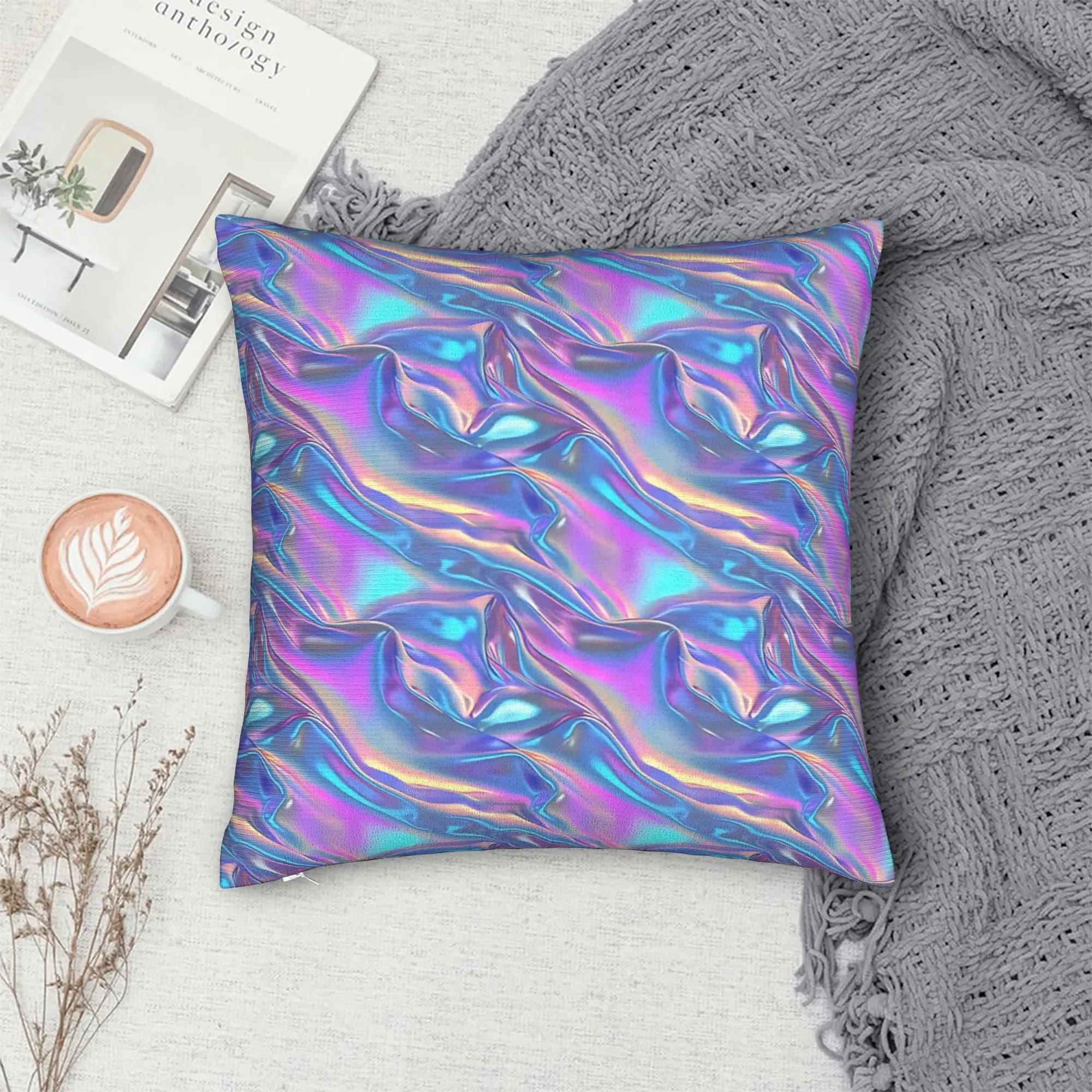 Abstract Holographic Pillow Case Custom Pillow Cover Kawaii Cushion Cover For Sofa Home Decoration