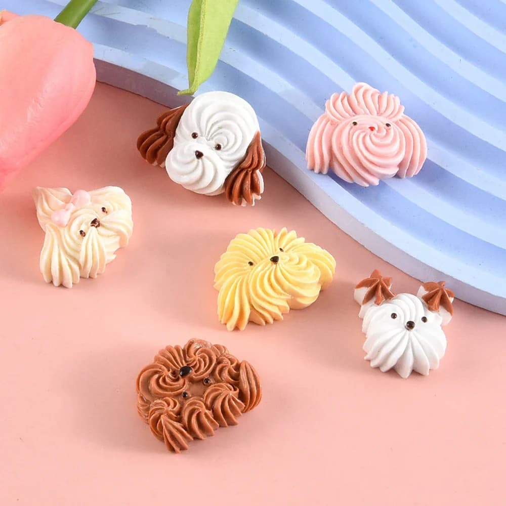 10 pz crema cane serie resina Flatback cabochon per tornante Scrapbooking gioielli fai da te decorazione artigianale accessori