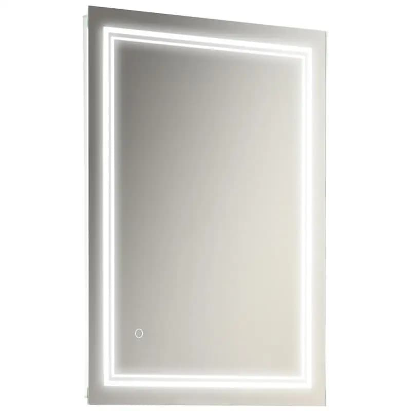 32 x 24" LED illuminated bathroom mirror, wall cosmetic mirror with Smart Touch, waterproof, plug-in, silver finish