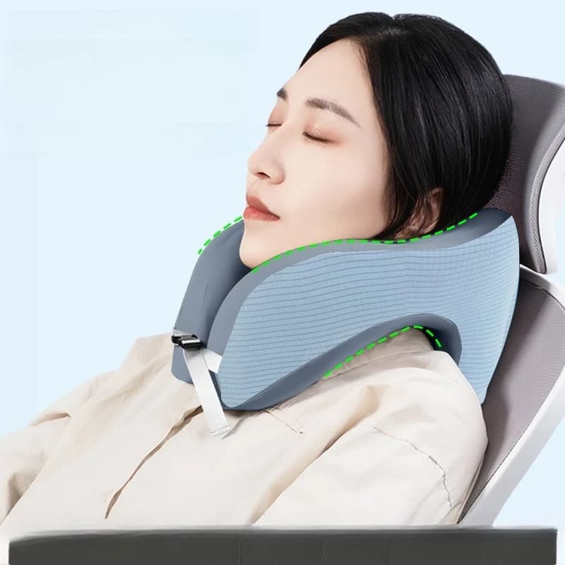 Cuscino per il collo in memory foam per supporto ergonomico lavabile per auto da viaggio per pisolino in ufficio