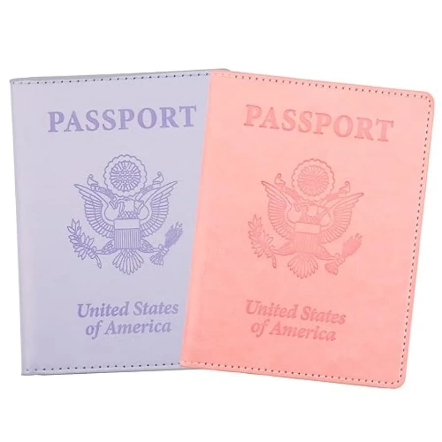 Passport Holder, Passport Cover, Passport Holder for Women, 2 Pack Passport Wallet, Leather Passport Case, Passport Protector E