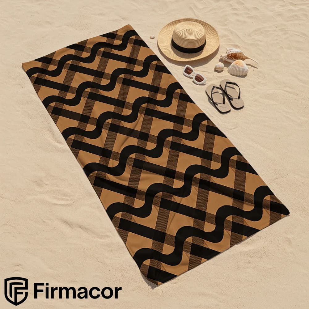 Wavy Checkerboard Brown Cartoon Anime Beach Towel Microfiber Quick Dry Super Absorbent Soft Bath Towel for Kids Adults Travel