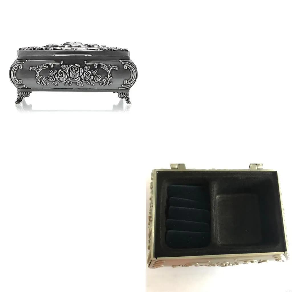 Elegant Stero Rose Trinket Box Alloy Tin Jewelry Box with Crystals Earrings Necklace Storage Box with Lid