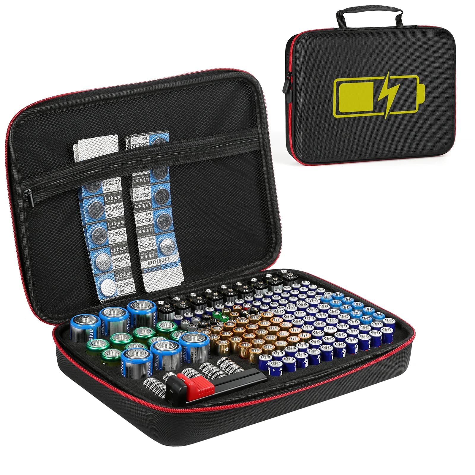 Organizzatore Portabatterie - Contenitore di Stoccaggio con Capacità 200+ e Tester BT-168 - Custodia per Batterie AA/AAA/C/D/9V/3V al Litio