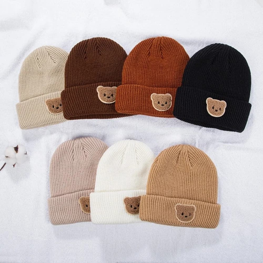 Berretto a forma di cartone animato carino alla moda Cappello lavorato a maglia tinta unita antivento Berretto pullover caldo per bambini
