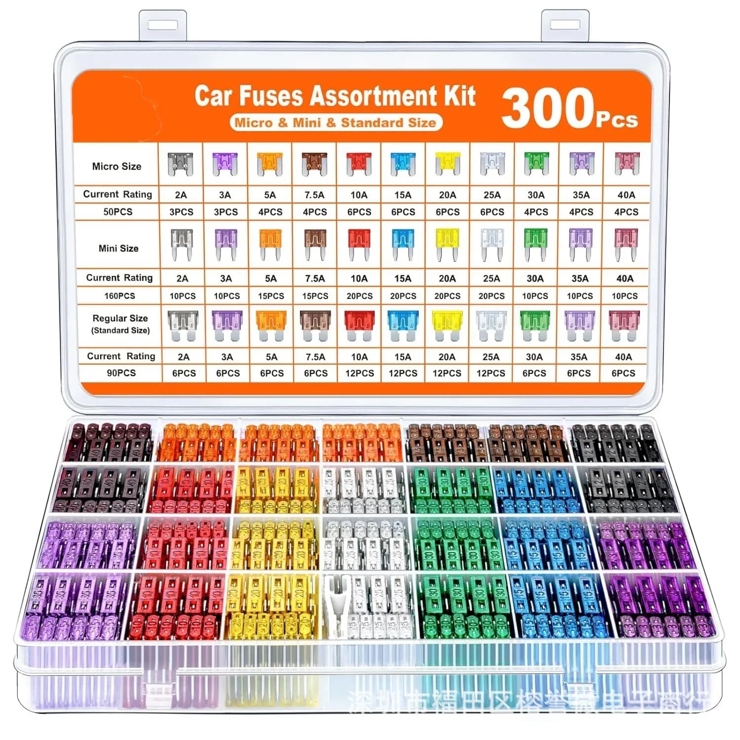 300/180/120pcs Auto Lama Fusibile Assortment Car Kit Truck Automotive Medium Small Fuse Mixed Moto Circuit Fuse With Box
