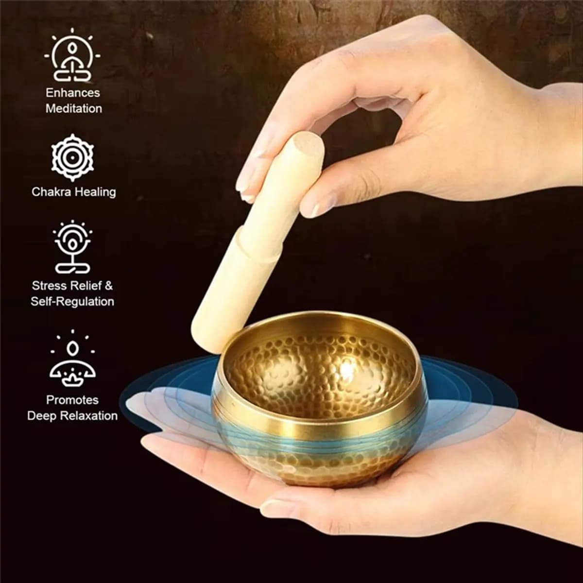 2026 NEW Tibetan Handmade Brass Singing Bowl, Yoga Meditation Bowl for Sound Healing Stress Relief, Yoga, Meditation with Gasket