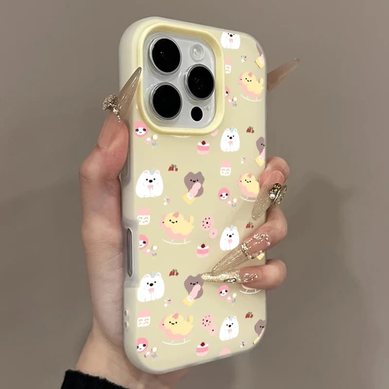 Cute Cartoon Animals Pattern Phone Case for iPhone 17 Air 16 13 12 11 14 15 Pro Max 7 8 16 Plus 17e 16e X XR XS Max Candy Cover