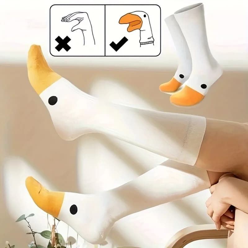 3 Pairs Women's Duck Socks - Adorable 3D Duckbill Design, Fun Animal Socks for Daily Wear & Themed Parties, Machine Washable