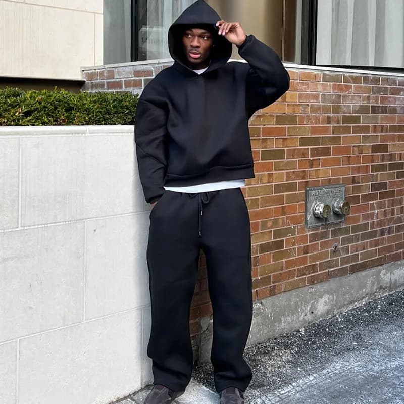 New men's sports clothing set | 2 pieces (feel with hood and pants) fashionable for outdoor basketball