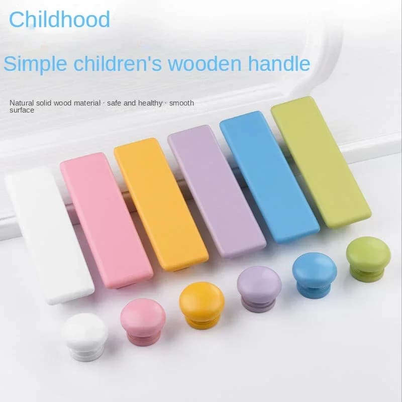 Maniglie in legno per bambini Maniglie per mobili multicolori Maniglie per cassetti Maniglie per porte per camera da letto rosa Decorazione dei cartoni animati