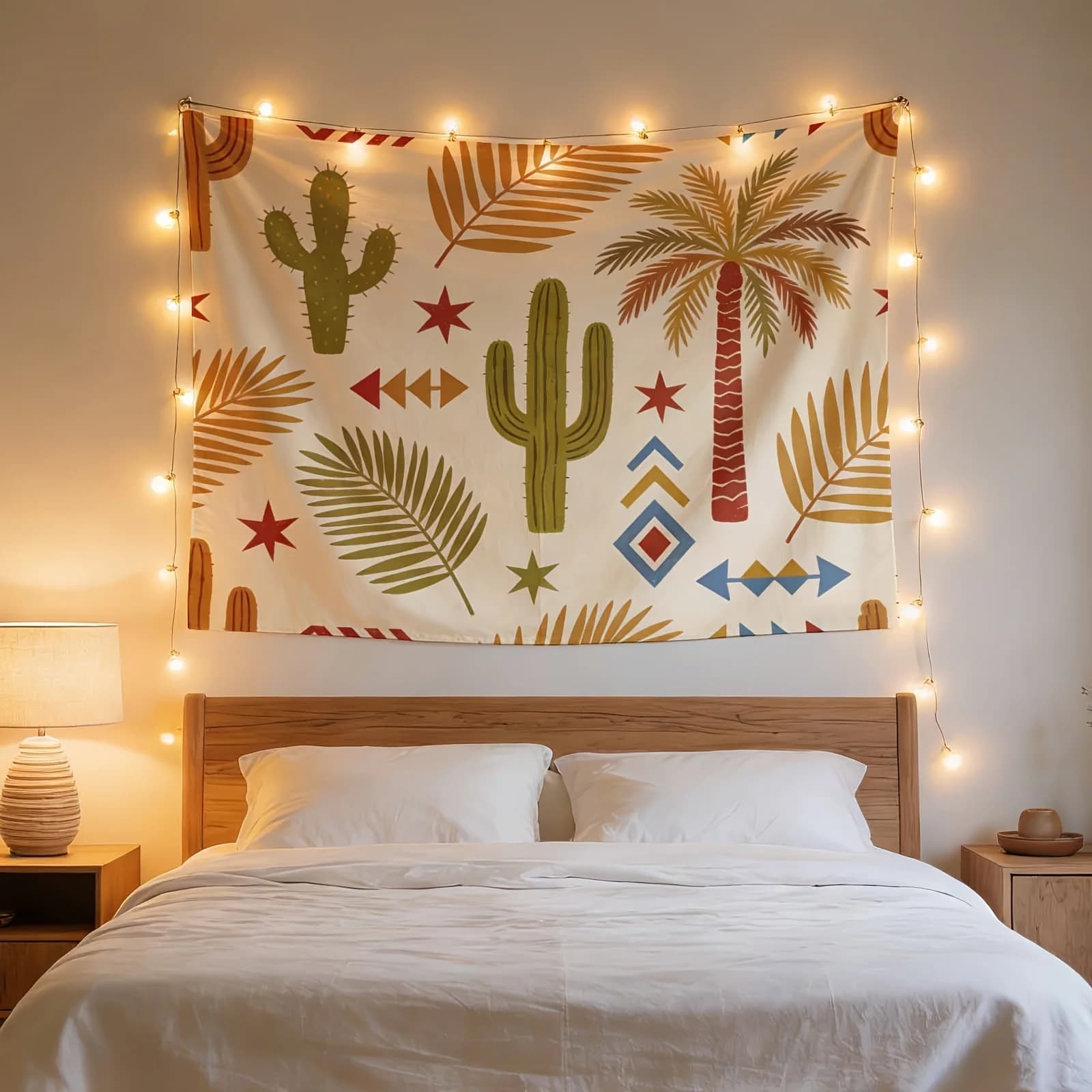 Large Boho Tropical Tapestry Wall Hanging Cactus Palm Leaf Boho Decor Jungle Style Art Bohemian Bedroom Indoor Summer Vibes Wall