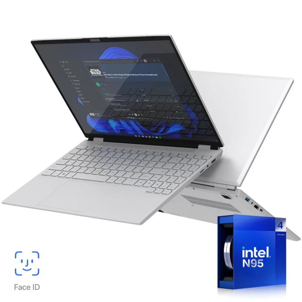 Notebook Ultra Sottile Intel con Face ID, Quad Core N95, Grafica UHD, Schermo 16.0", 16GB RAM, 128G SSD ROM, Windows 11, Wifi, BT 4.2