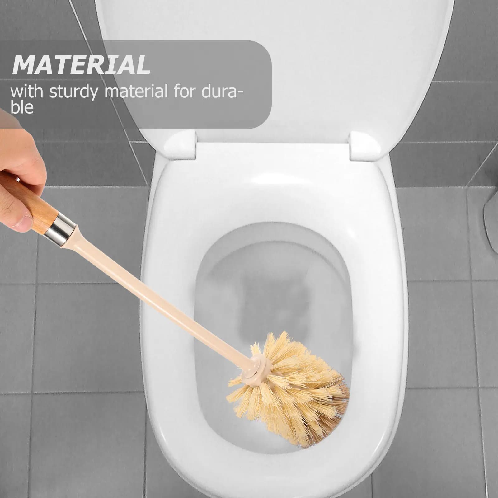 Set Toilet Brush Resistant with Long Sleeve, Base and Robuste Sets, Anti-slip Handle for Bath Cleaning and Hard Macchies