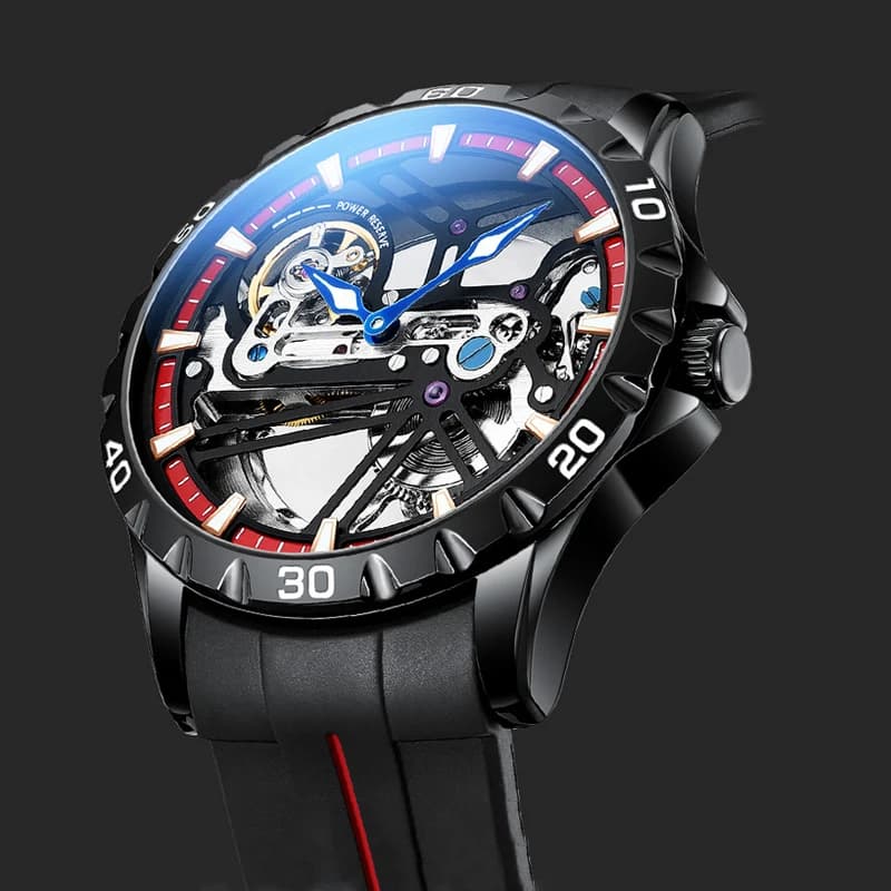 AILANG Top Luxury Brand Men Sport automatic mechanical watches waterproof men's watch with skeleton luminous Silicone Reloj strap