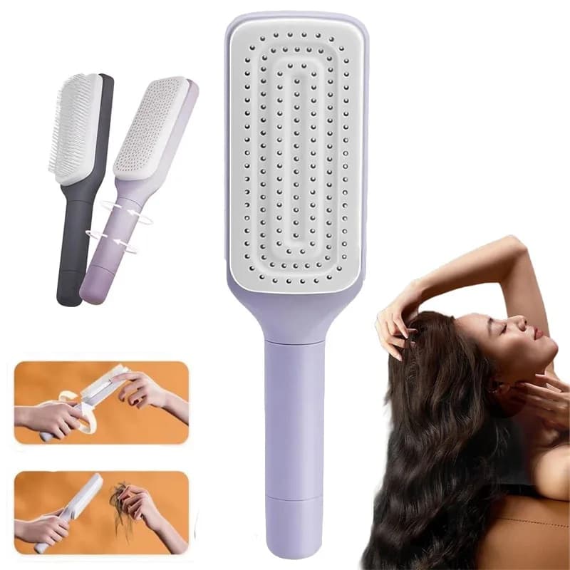 1/2 pz Spazzola per capelli rotante autopulente con cuscino d'aria massaggiante, Pettine magico telescopico autopulente per massaggio