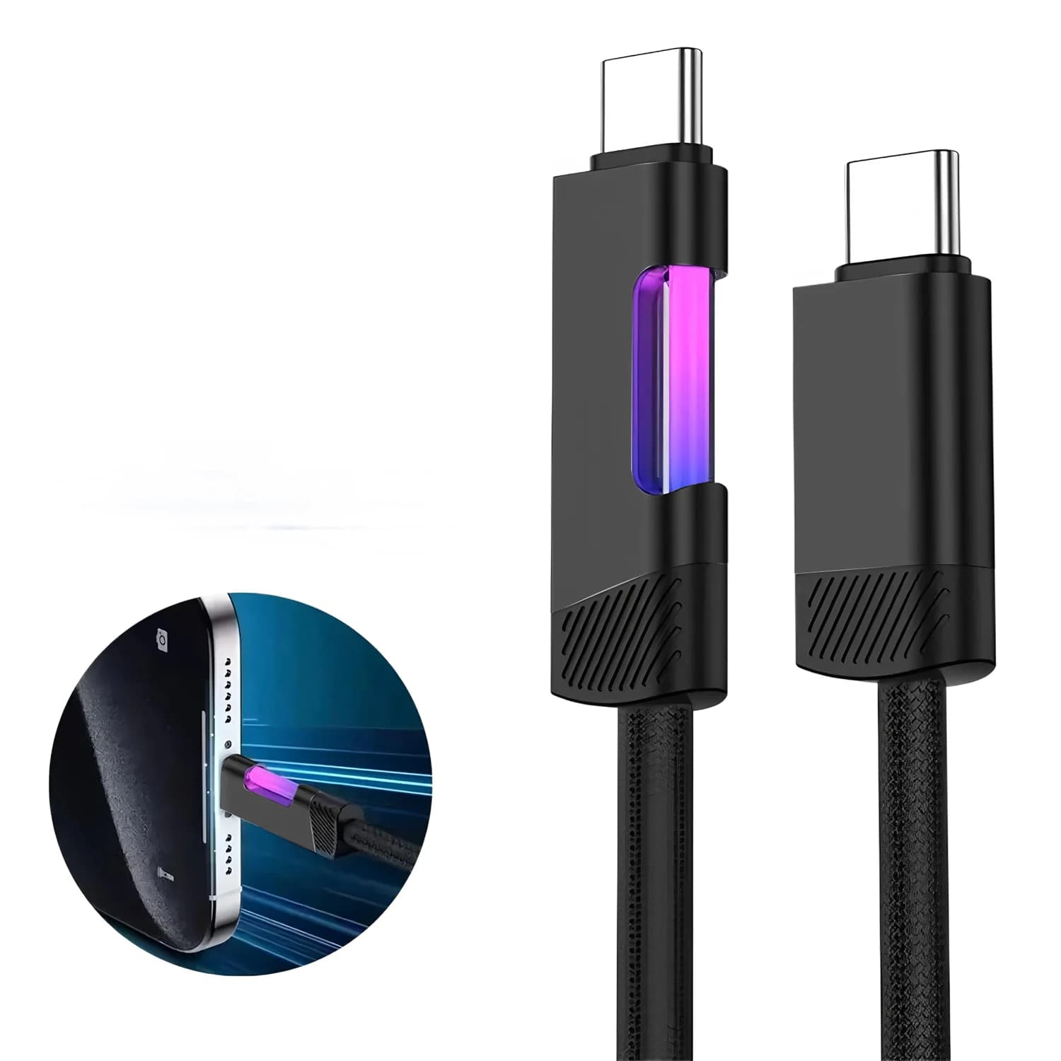 RGB 240W USB Type C To USB C Cable PD 3.1 Fast Charging Charger Wire For Macbook Pro Xiaomi Samsung Laptop PD Fast Charge Cable