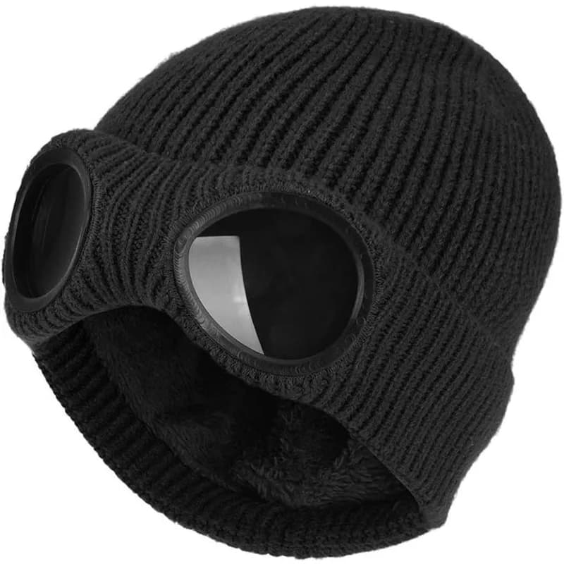 Cappello lavorato a maglia unisex da uomo e da donna con occhiali antivento scaldacollo invernale berretti da sci morbidi e caldi berretti di protezione per le orecchie Garros