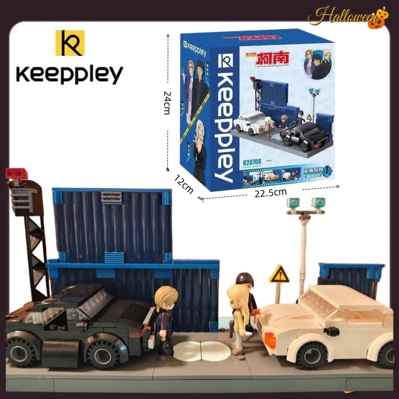 Keeppley Cartoon Detective Conan Dark Organization Showdown Modello di blocco assemblato Giocattolo educativo assemblato per bambini